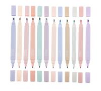 DOITOOL 12pcs Double Ended Pastel Highlighters Marker Pens for Office and School Soft Tip Writing Tools Square Grip Design for Easy Use for Journals and Note Taking