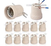 DOITOOL 12Pcs E27 Lamp Holder Ceramic Bulb Socket - Porcelain Edison Screw Light Fitting Replacement - Thick Heat Resistant Base Bracket for Rep-tile Brooder Chandelier DIY Pendant Home Bar Hotel Use