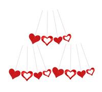 DOITOOL 12pcs Hanging Heart Pendant Golden Fiesta Valentines Wedding Hanging Decorations Romantic Hearts Valentine Day Decor Shaped for Day Decoration Prom Reception Red