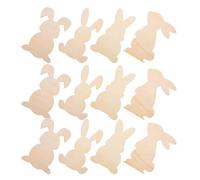 DOITOOL 12pcs Large Easter Bunny Wooden Cutouts Unfinished Wood Craft Bunny Shapes with Smooth Finish for Easter DIY Crafts and Holiday Decorations in Khaki