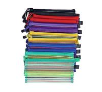 DOITOOL 12pcs Mesh Zipper Pencil Pen Bag Pencil Case for Office Supplies Travel Accessories Pouch