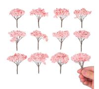 DOITOOL 12pcs Miniature Cherry Blossom Trees Model for Sand Table Scenery, Artificial Flower Centerpiece with Moss and Succulent Decoration, 6.5cm Height for Diorama and Model Train