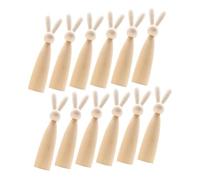 DOITOOL 12pcs Natural Unpainted Wooden Bunny Peg Dolls Set for Handmade Crafts DIY Animal Figures Timber Bunny Ornaments Blank Wood Doll Bodies for Home Decor and Crafting