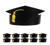 DOITOOL 12Pcs Paper Graduation Hats For Adults - Black Cardboard Mortarboard Caps Kit - Printed Tassel DIY Craft Headwear - Novelty Photo Booth Props & University Leavers Party Decorations