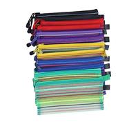 DOITOOL 12pcs PVC Mesh Zipper Pouch Versatile Pen Bags for Office Supplies Travel Accessories and Cosmetics Durable Canvas for Students Professionals in Black Blue Green Purple Yellow and