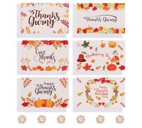 DOITOOL 12pcs Thanksgiving Blessing Cards with Envelopes Sealing Stickers Inspirational Blank Postcards for Gifting Family Friends Cards Kraft Envelopes Round Seal Dots