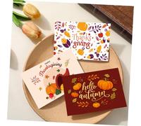 DOITOOL 12pcs Thanksgiving Festival Greeting Cards with Blessing Messages Party Invitation Note Cards for Family Friends and Holiday Celebration Decorations