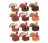 DOITOOL 12pcs Turkey Shape Candy Boxes with Flat Bottom Paper Thanksgiving Goodie Boxes for Fall Harvest Party Favors Secure Treat Packaging for Holiday Gatherings and School Events