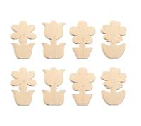 DOITOOL 12pcs Unfinished Wood Flower Cutouts 3D Wooden Floral DIY Decor Paintable Tulip Daisy Pieces Shapes for Crafts Wedding Table Signs