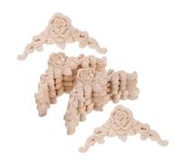 DOITOOL 12pcs Wood Flower Carved Applique Unpainted DIY Decorative Corner Onlay Decals for Furniture Wall Cupboard Bed Cabinet European Style Wooden Embellishments