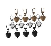 DOITOOL 12pcs Zipper Pull Zipper Clips Heart Pulls Zip Repair Metal