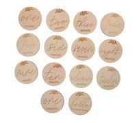 DOITOOL 14pcs Milestone Memory Cards Wooden Monthly Cards for Birth Announcements and Newborn Photo Props Diameter Record Precious Growth Moments