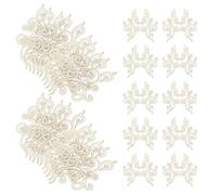DOITOOL 15 Pairs Embroidered Patch Sew on Applique, White Polyester Cotton Nylon Cloud Scroll Motif, for Clothing and Wedding Veil, Prom and Performance