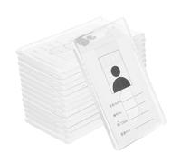 DOITOOL 15pcs Transparent Vertical Plastic Badge Holders Clear Id Card Sleeves with Prepunched for Lanyard Office School Reusable Name Tag Protectors