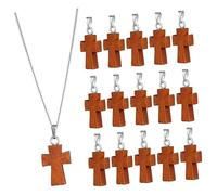 DOITOOL 15pcs Wooden Cross Charms DIY Jewelry Making Supplies Durable Smooth Edged Pendants for Bracelet Necklace Crafts Creative Brown Crucifix Decorations for Handcrafted