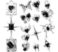 DOITOOL 16pcs Dark Alloy Charms DIY Jewelry Pendants Hanging Darkness Decor for Handmade Bracelet Necklace Earring Accessories Crafting Supplies