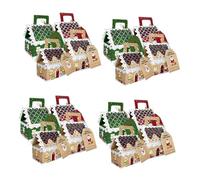 DOITOOL 16pcs House Shaped Paper Candy Boxes with Handle Festive Christmas Treat Packaging for Cookies and Snacks Colorful Holiday Goodie Containers for Party Favors and Seasonal