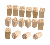 DOITOOL 16pcs Wooden Baking Stamps with Intricate Carvings for Cookies Pastries Dough Practical Moon Cake Stamp for DIY Baking Creativity and Gift Compact Wood Stampers for Elegant Dessert