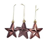 DOITOOL 18Pcs Christmas Five-pointed Star Hanging Ornaments Xmas Tree Decor Brown Matte and Glossy Finish Hang Festive Decorations for Holiday Parties and Home
