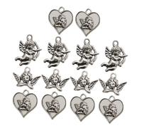 DOITOOL 18Pcs Silver Angel Charms Set for Jewelry Making Angel Pendant DIY Craft Accessories with Cupid Thinking Heart Designs Suitable for Necklace and Bracelet Crafting