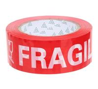 DOITOOL 1roll Fragile Warning Tape Red Self-adhesive Packing Tape with Clear White Print for Shipping Boxes Material for Moving Careful Handling and Secure Packaging