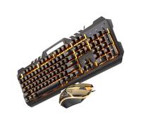 DOITOOL 1set Gaming Keyboard Rgb Backlit Usb Electronic Mouse Computer Gaming Supply Orange Light Metal Keyboard and Mouse Set