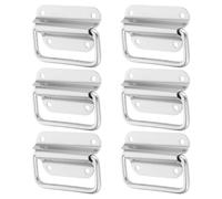 DOITOOL 1set Heavy Duty Stainless Steel Folding Chest Handles Surface Mount for Metal Tool Boxes and Wooden Crates 7.5cm Sturdy Carry Handles Suitable for Flight Cases and Storage 6pcs