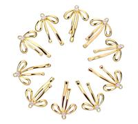 DOITOOL 1set Plated Bow Charms with Rhinestones for Jewelry Making Versatile Bow Pendants for Necklaces and Bracelets Intricate Craftsmanship and Polished Surface Feminine Accents for 10pcs