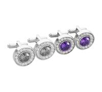 DOITOOL 2 Pairs Men Tuxedo Buttons and Cufflinks round Zircon Alloy Design, Stable and Practical Accessories That Elevate Overall Quality a Wide Range of Occasions