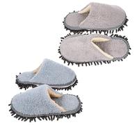 DOITOOL 2 Pairs of Flannel and Chenille Hair Sweeping Slippers with Water Absorption and Washable Features, Practical Sweeping Shoes for Home Cleaning, Suitable and Adults