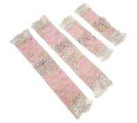 DOITOOL 2 Pairs Pink European Style Embroidered Lace Fridge Handle Covers Protector Dustproof Refrigerator Door Handle Sleeve Set for Kitchen Appliances
