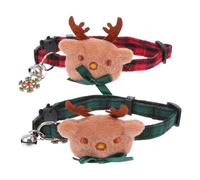 DOITOOL 2 Pcs Adjustable Christmas Pet Collars for Cats and Dogs with Red and Green Plaid Bowknot, Decorative Soft Fabric Collars with Safety Release, Suitable for Holiday Pet Accessories