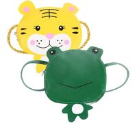 DOITOOL 2 Pcs Cartoon Frog and Tiger Pu Leather Purses for Little with Shoulder Straps, for Hanging and Traveling, Store Change and Keys, Lightweight and Versatile Crossbody Bags
