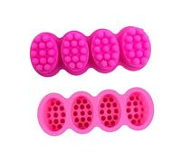DOITOOL 2 Pcs Cavity Oval Silicone Massage Brush Mold for DIY Handmade Soap and Cake Baking Non Stick Flexible Silicone Moulds for Soap Making and Cake Decorating Oven and Dishwasher Safe