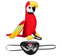 DOITOOL 2 Pcs Pirate Accessories, Plush Shoulder Parrot + Skull Eye Patch | Fancy Dress Props for Halloween Parties, Pirate Role Play and Stage Photos, with a 20 cm Bird and 7 x 5.2 cm Black Eye Patch