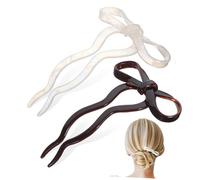 DOITOOL 2 Pcs U Shaped Bow Hair Pins for Women Lightweight Acetate Hair Clips Resistant to Deformation for Buns and Hairstyles Stylish French Twist