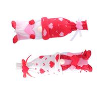 DOITOOL 2 Pcs Valentine's Day Wine Bottle Covers Gnome Doll Shape Bottle Sleeves Red Bow Decorative Protective Reusable for Home Party