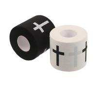 DOITOOL 2 Rolls Elastic Cotton Cloth Athletic Tape with Jesus Cross Printed Pattern, 5cm Width Broad Coverage Wrist and Elbow Wrap for Baseball and Tennis Athletes