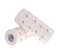 DOITOOL 2 Rolls Kitchen Cleaning Rag Paper Towels Made from Wood Pulp, Each Roll Contains 55 Sheets, Convenient to Use and Easy to Tear, Printed with Beautiful Patterns for Household