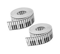 DOITOOL 2 Rolls Yards Music Craft Ribbon Black White Piano Design Polyester Fabric Ribbon for Gift Wrapping Bow Making Party Decorations Birthday Events