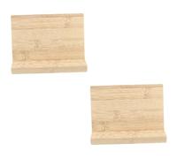 DOITOOL 2 Sets Blank Bamboo Name Board with Base Payment Code Display Stand for Retail Restaurant Bamboo Plate Holder with Natural Grain Stable Easel Sign for Price Message Presentation