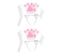 DOITOOL 2 Sets Cat Ears Plush Headband Costume Set for Women Adults, White | Two-piece Kit, Cute Creative Style, Carnival and Themed Events, Simple to Slip on Remove