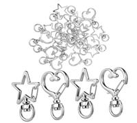DOITOOL 20 Pcs Metal Lobster Buckles and Heart Keychains DIY Craft Clasps Silver Swivel Clips for Handbag Hardware and Keychain Connecting Accessories