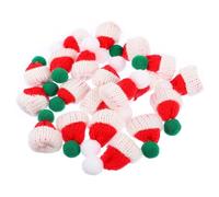 DOITOOL 20pcs Mini Christmas Hat Ornaments for Pets, Small DIY Green and White Party Decorative Accessories, Festive Holiday Mini Caps for Home and Pet Celebration