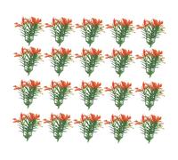 DOITOOL 20pcs Miniature Doll House Plants Mini Plastic Fake Flower Ornaments Orange-red Mini Plant Models for Tiny House Decor and Micro Landscape Accessories