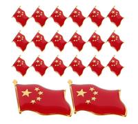 DOITOOL 20pcs National Day Red Flag Brooch Chinese Pin Five-pointed Star Patriotic Badge for Flag Decorative Pin Shirt Brooch