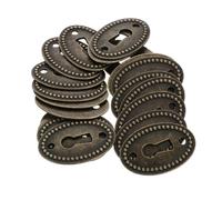 DOITOOL 20pcs Oval Antique Keyhole Escutcheon Covers Vintage Brass Finish Keyhole Drawer Plates for Cabinet Furniture Hardware Decorative Oval Key Plates for Desks