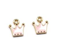 DOITOOL 20PCS Pink Crown Shape Alloy Charms for DIY Jewelry Making for Bracelets Earrings Keychains and More Durable Pendants for Creative Projects