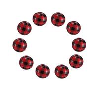 DOITOOL 20Pcs Red Black Plaid Wood Beads Plain Wooden Spacer Beads for DIY Jewelry Making Crafts Natural Wood for Bracelets Necklaces Earrings and Home Decoration