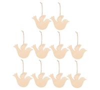 DOITOOL 20pcs Wooden Hanging Mini Slice Decoration Ornament Christmas Rustic Bird Decorative Unfinished Wintry Realistic DIY Craft Embellishments Unpainted Dove Craft Hemp Rope Beige
